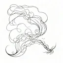 Long smoke sketch in minimalist style tattoo design idea
