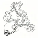 Long smoke sketch in minimalist style tattoo design idea