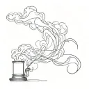 Long smoke sketch in minimalist style tattoo design idea