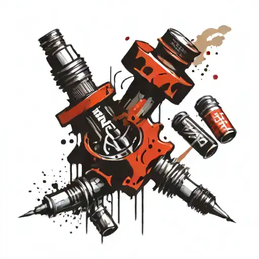 piston rods spark plugs instead of cigarettes tattoo design idea