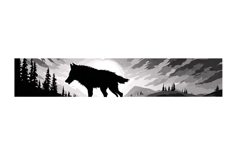 wolf silhouette tattoo design idea