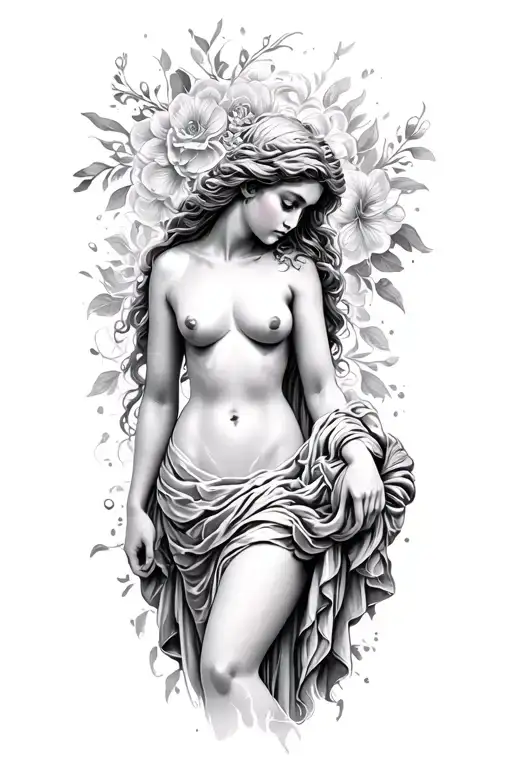 Aphrodite looking down tattoo design idea