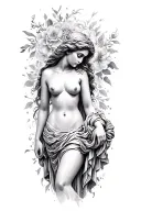 Aphrodite looking down tattoo design idea