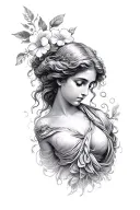 Aphrodite looking down tattoo design idea