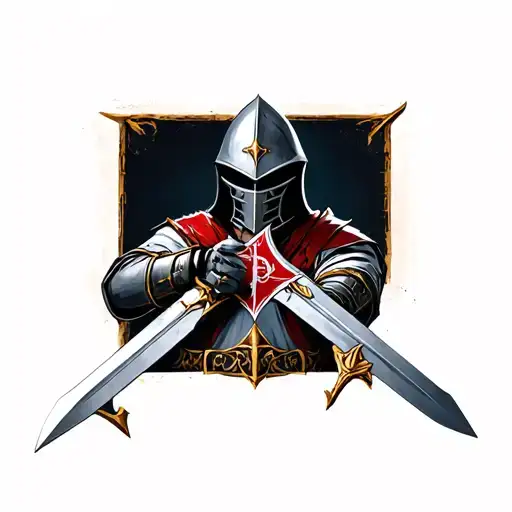 Knights Templar knight with a sword tattoo design idea