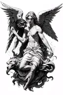 angels fighting demons tattoo design idea