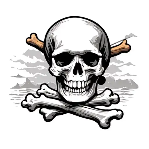 pirate skull outer banks map tattoo design idea