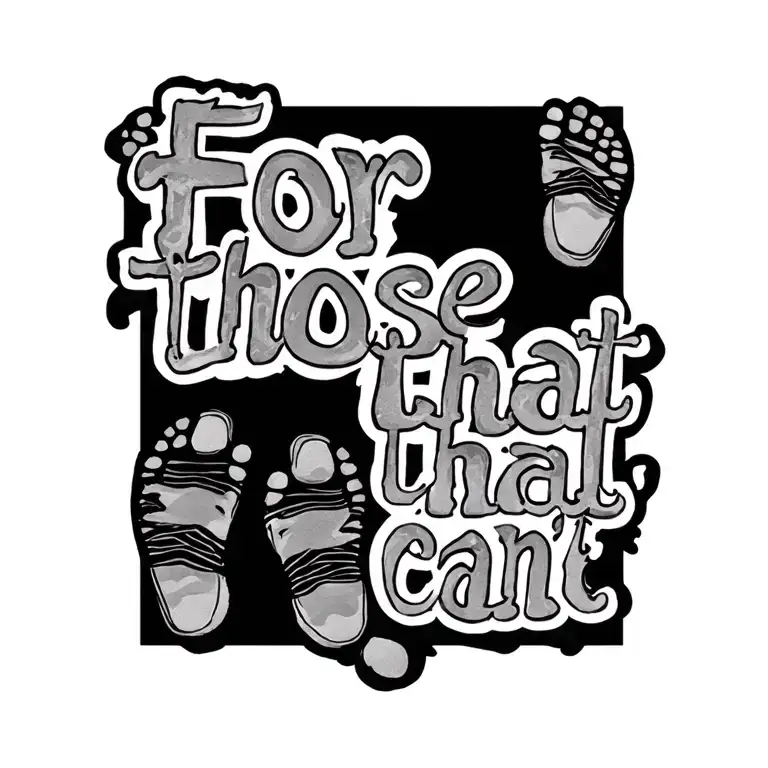 "For those that can't. " footprints and shoe prints slowly fading tattoo design idea