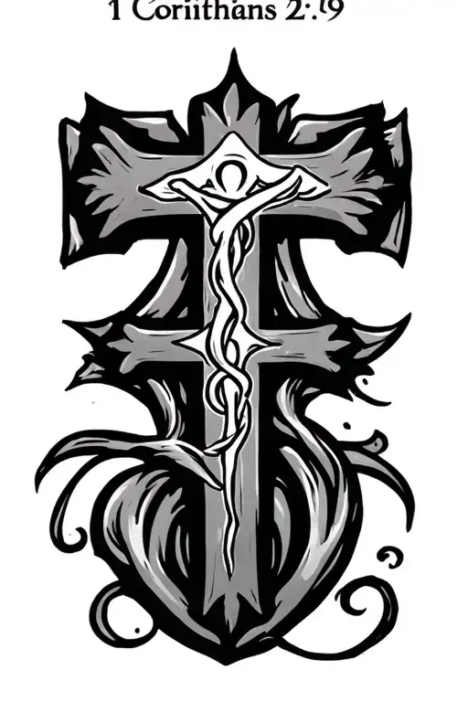 "1 Corinthians 2:9 " cross tattoo design idea