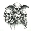 speak no evil hear no evil see no evil skulls tattoo design idea