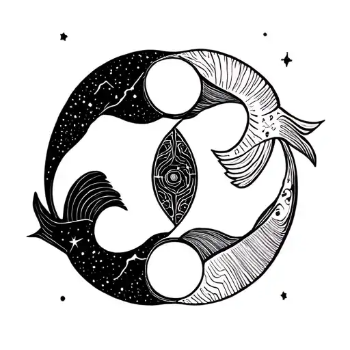 gemini and pisces constellations intertwined tattoo design idea