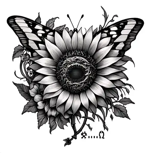 Moth, Sunflower, Butterfly, Semicolon, Aquatofana, Medusa, Phoenix, :):, Sun Key on a full sleeve tattoo design idea
