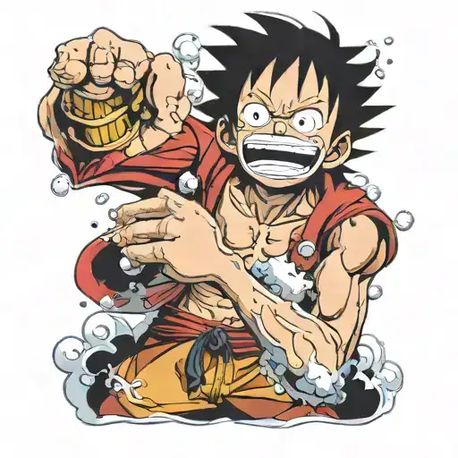 Luffy gear 5 laughing tattoo design idea