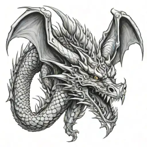 Dragon with 3 dragon heads tattoo design idea