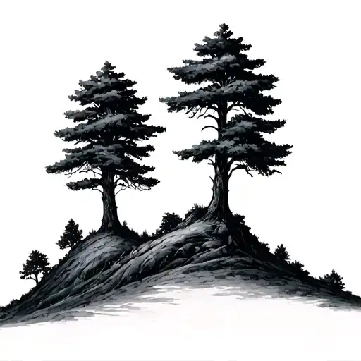 3 trees with Switzerland influence  tattoo design idea