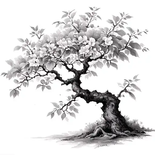 peach tree tattoo design idea