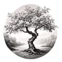 peach tree tattoo design idea