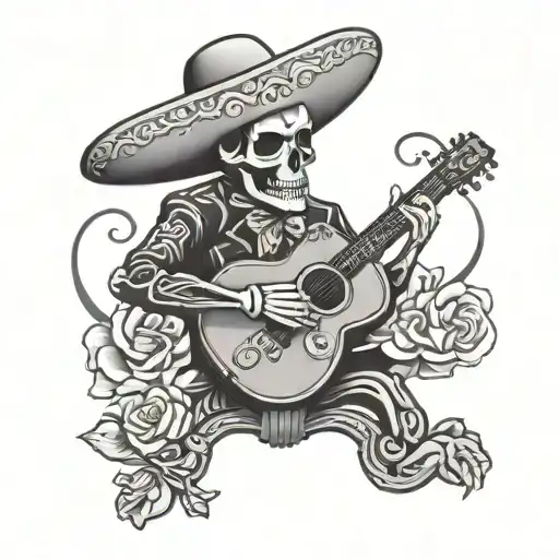 Skeleton Mariachi tattoo design idea