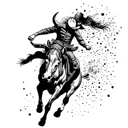 bull rider jumping tattoo design idea
