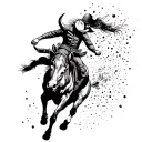 bull rider jumping tattoo design idea