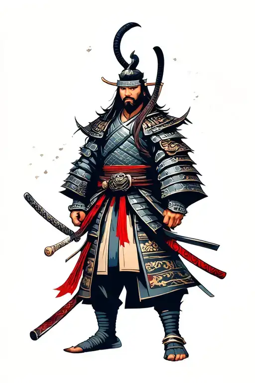 samurai warrior on his  tattoo design idea