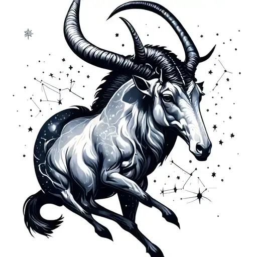 Capricorn with its constellations tattoo design idea