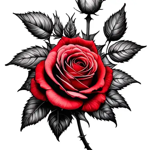 Black And Red Rose tattoo design idea
