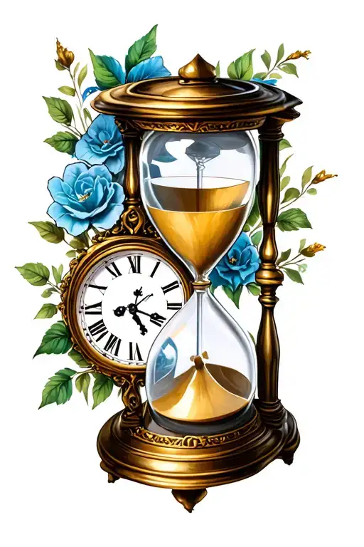 alice wonderland hourglass and clock tattoo design idea