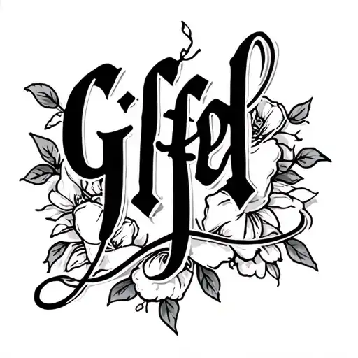small tatto that I want to be a little above the chest with a good lizibile handwriting that says “Gifted” on oblique  tattoo design idea