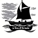 minimalist sail boat no background with "so throw off the bowline" written underneath tattoo design idea