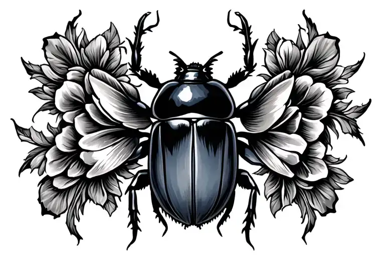 Dark Gothic scarab beetle symmetrical tattoo tattoo design idea