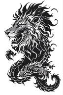 Lion and dragons tattoo design idea