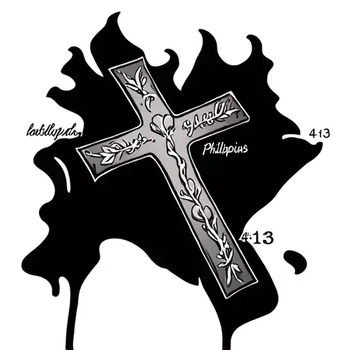 cross with philippians 4:13 bible verse tattoo design idea