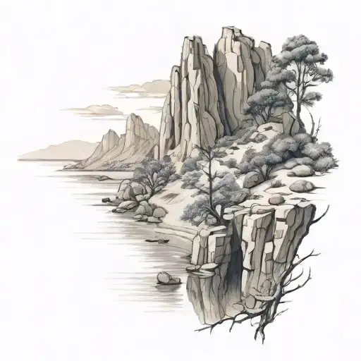 pinnacles cliff tattoo design idea