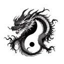 simple Chinese dragon and Phoenix yin and yang tattoo design idea