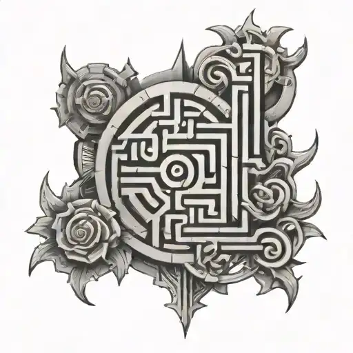 labyrinth design combining elements tattoo design idea