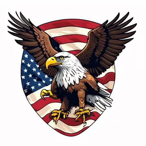 american flag with eagle holding tattoo design idea
