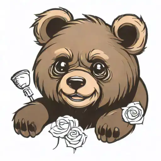 Design a Sketch for an iPhone Teddy Bear Emoji Tattoo with Singer Duki's Tattoos, tattoo design idea