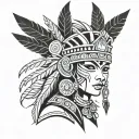 Inca warrior princess with a jungle-themed headdress tattoo design idea