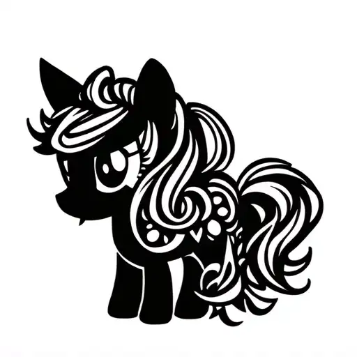 My little pony Beauty Mark black work tribal tattoo design idea