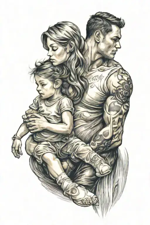dad,love,strong,little girl,forever together representing tattoo design idea