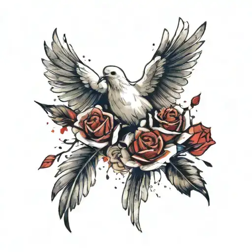 dove holding a rose tattoo design idea