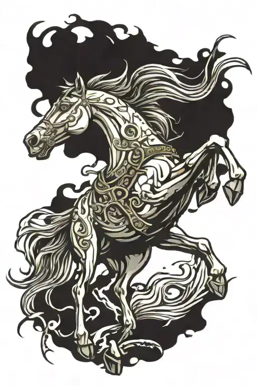 corpse horse galloping tattoo design idea