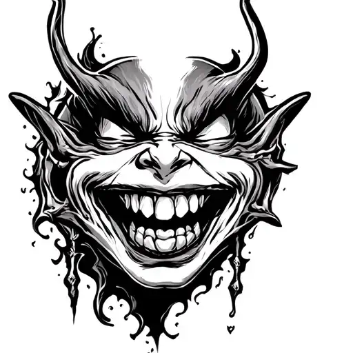 syring evil laugh tattoo design idea