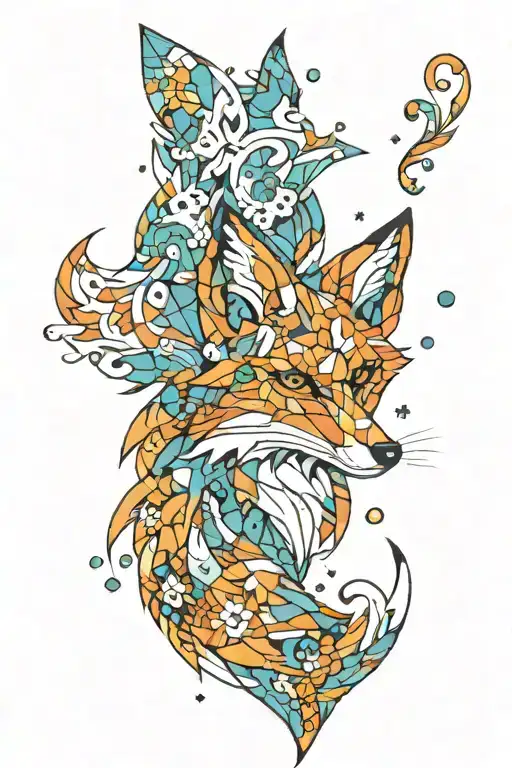 Fox made out of puzzle pieces with autism colors representing tattoo design idea