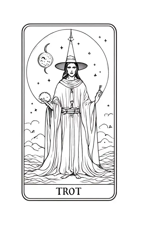 tarot card, magician and moon tattoo design idea