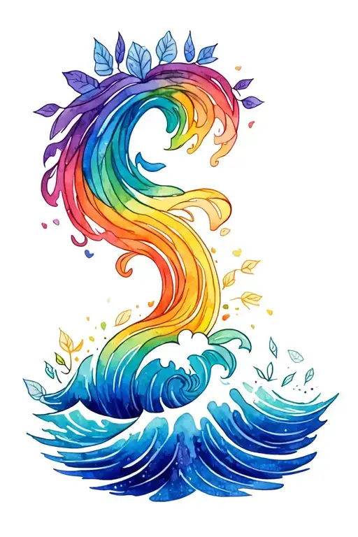 my little pony rainbow wave with small leaves of lothlorien following the wave in cutie mark style   tattoo design idea
