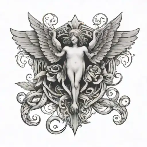 Eros and agape symbol intertwined tattoo design idea