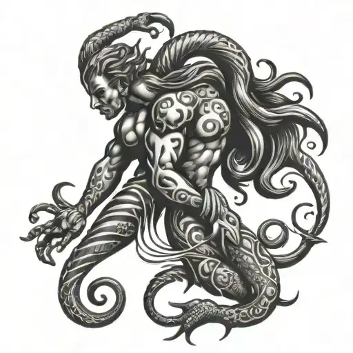aquarius with Scorpio zodiac signs tattoo design idea
