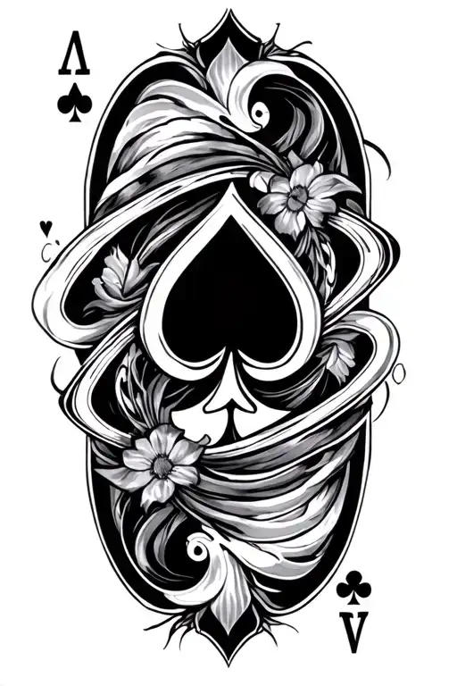 deck of cards floating tattoo design idea